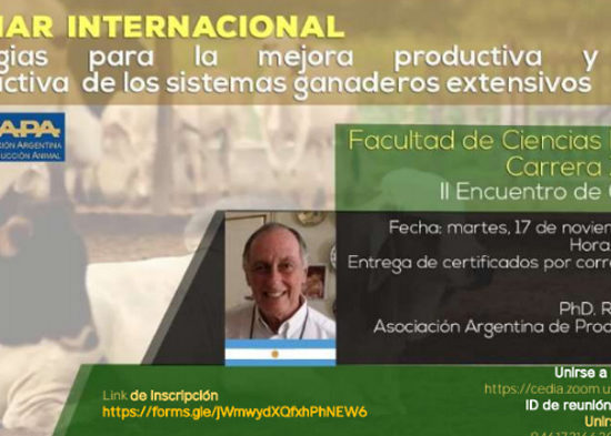 II WEBINAR INTERNACIONAL: ESTRATEGIAS PARA LA MEJORA PRODUCTIVA Y REPRODUCTIVA DE LOS SISTEMAS GANADEROS EXTENSIVOS